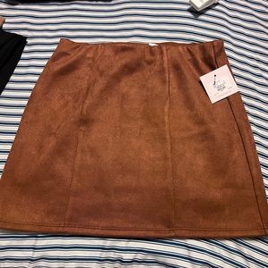 Suede brown mini skirt